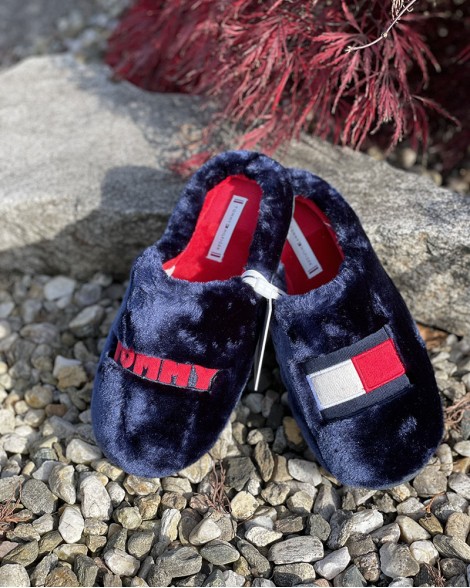 Papuče dámské Tommy Hilfiger plyšové modré 